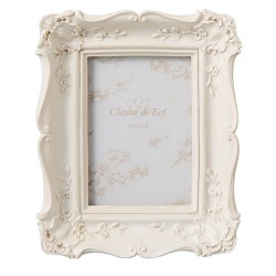 Clayre & Eef Photo Frame 6x9 cm Beige Plastic Rectangle Flowers