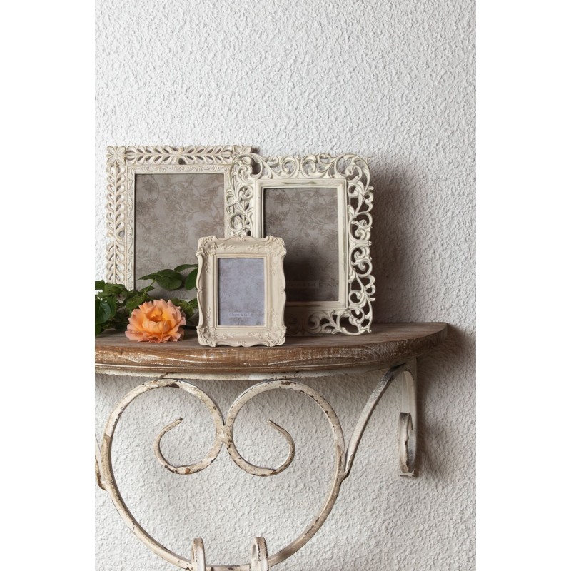 Clayre & Eef Photo Frame 6x9 cm Beige Plastic Rectangle Flowers