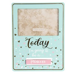 Clayre & Eef Photo Frame 15x10 cm Turquoise Wood Rectangle