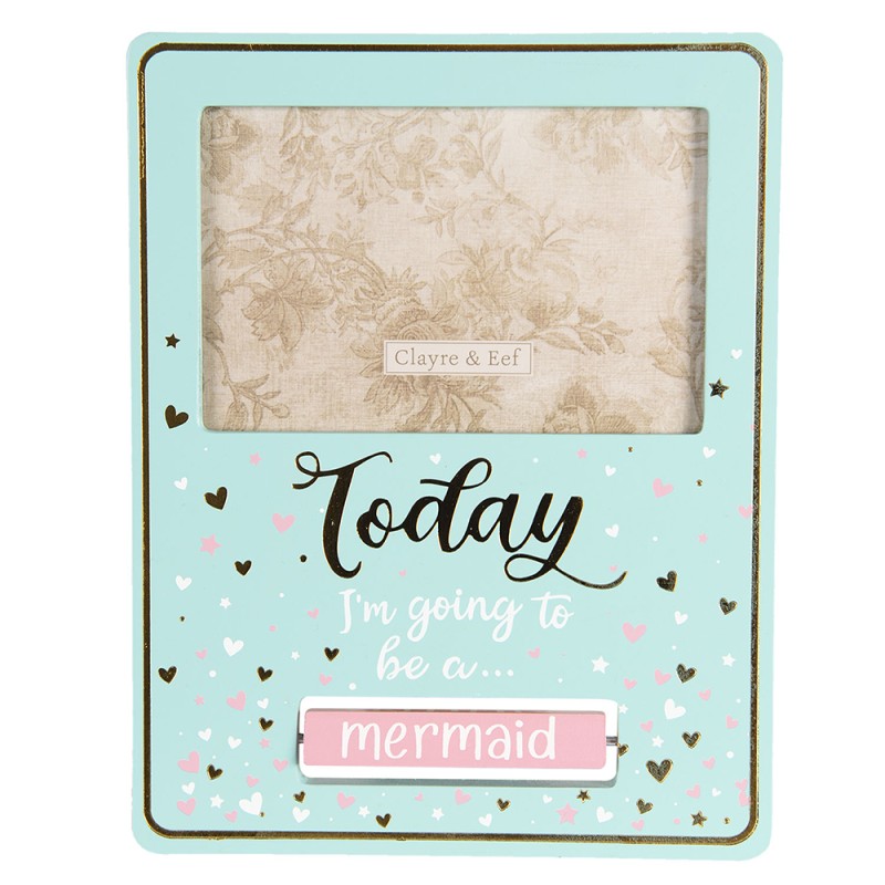 Clayre & Eef Fotolijst  15x10 cm Turquoise Hout Rechthoek