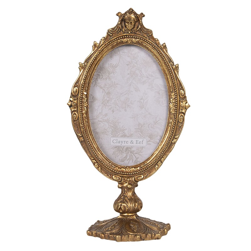 Clayre & Eef Cornice per foto 10x15 cm Color oro Plastica Ovale Corona