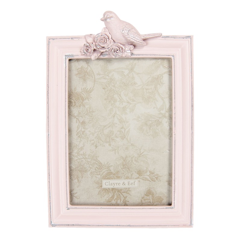 Clayre & Eef Cadre photo 13x18 cm Rose Plastique Rectangle Oiseau