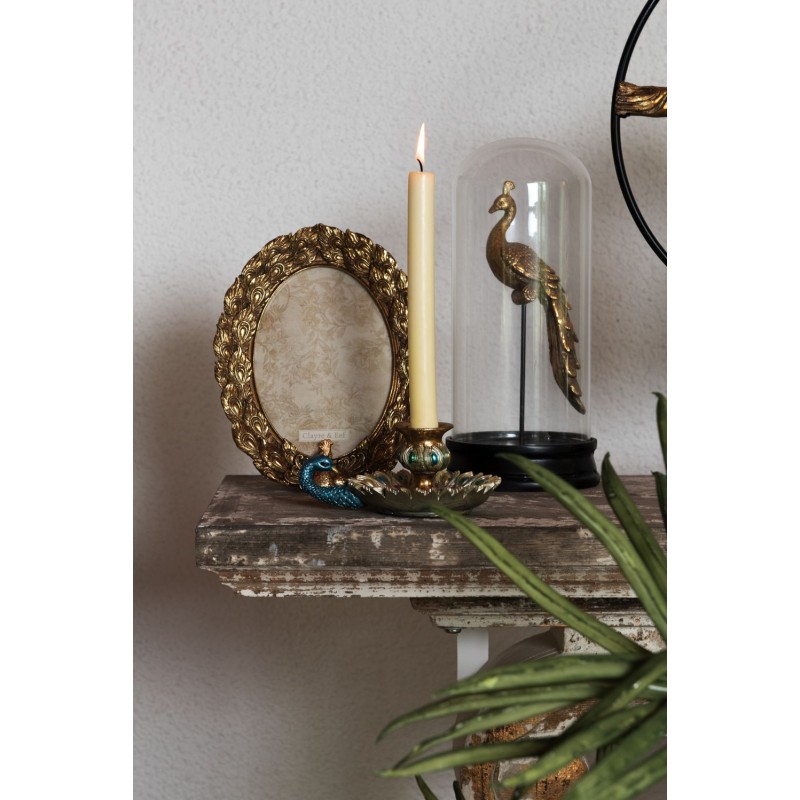 Clayre & Eef Cornice per foto 13x18 cm Color oro Plastica Ovale Pavone