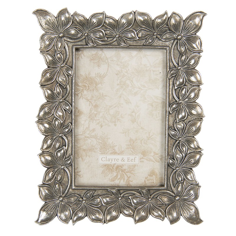 Clayre & Eef Cornice per foto 10x15 cm Color argento Plastica Rettangolo Fiori
