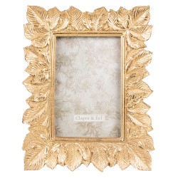 Clayre & Eef Cornice per foto 10x15 cm Color oro Plastica Rettangolo Foglie