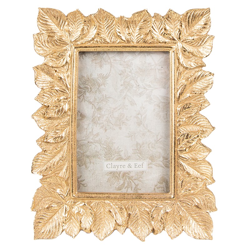 Clayre & Eef Cornice per foto 10x15 cm Color oro Plastica Rettangolo Foglie
