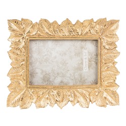 Clayre & Eef Bilderrahmen 10x15 cm Goldfarbig Kunststoff Rechteck Blätter
