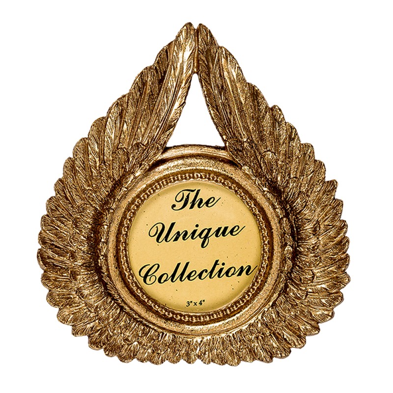 Clayre & Eef Photo Frame Wings 5x5 cm Gold colored Polyresin