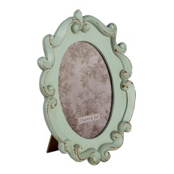 Clayre & Eef Photo Frame 12x16 cm Green Plastic Oval