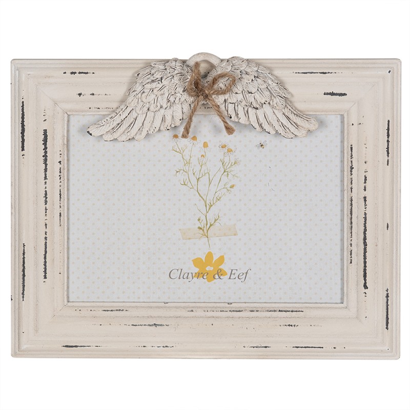 Clayre & Eef Cadre photo 18x13 cm Blanc Produit en bois