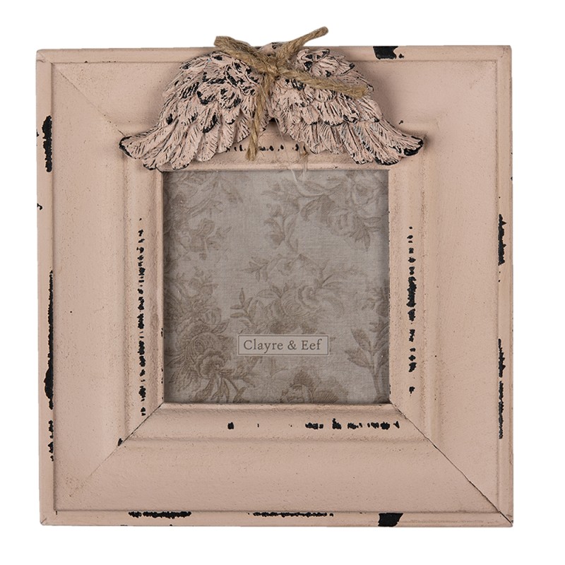 Clayre & Eef Cadre photo 7x7 cm Rose MDF Ailes