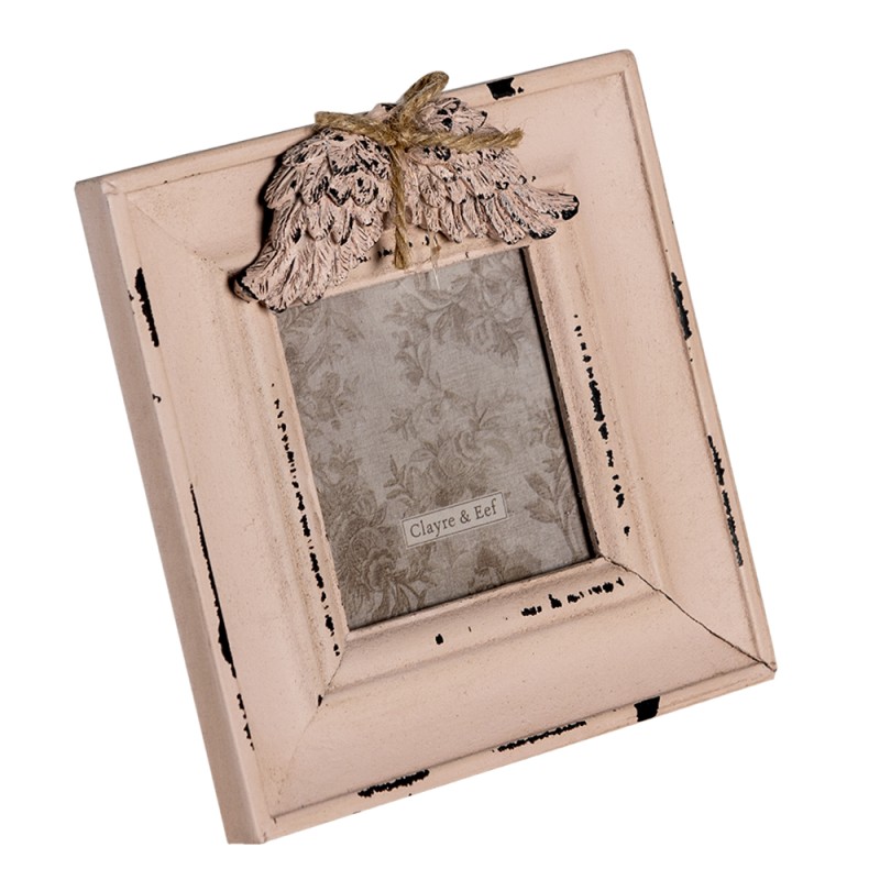 Clayre & Eef Cadre photo 7x7 cm Rose MDF Ailes