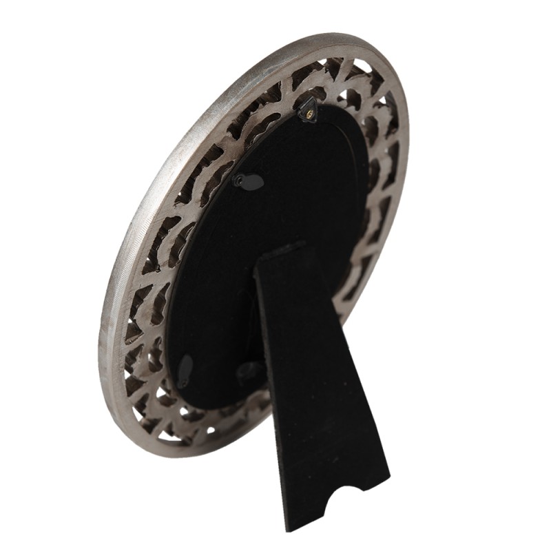 Clayre & Eef Bilderrahmen 10x15 cm Silberfarbig Kunststoff Oval