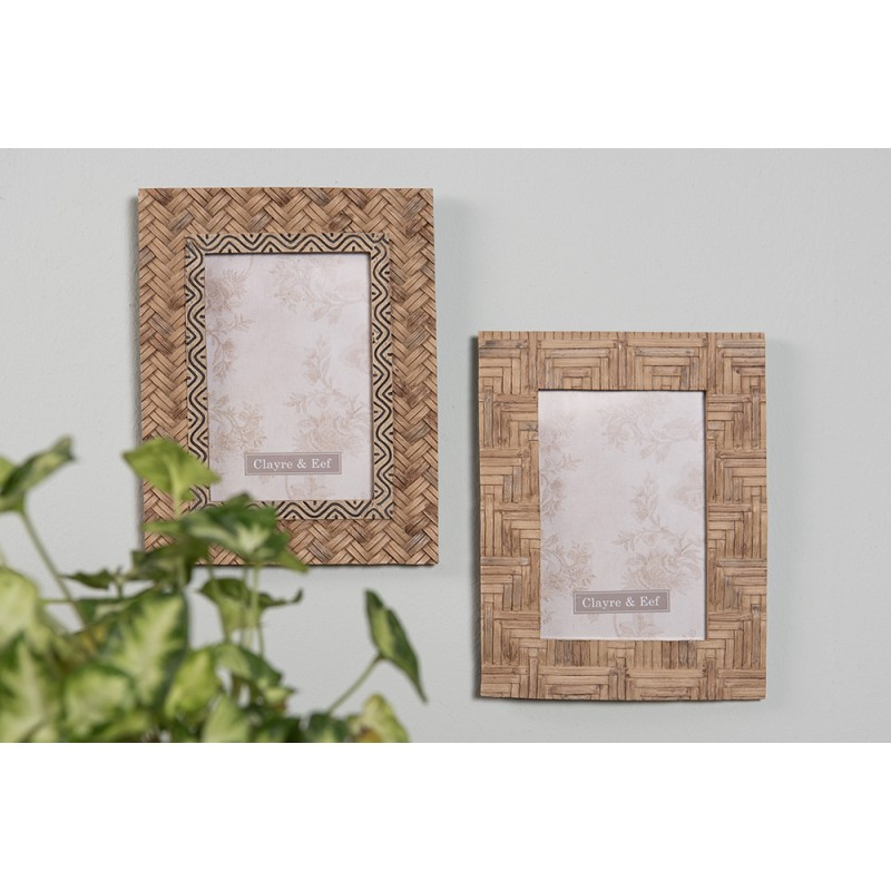 Clayre & Eef Photo Frame 10x15 cm Brown Plastic Glass Rectangle