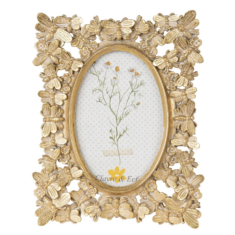 Clayre & Eef Bilderrahmen 10x15 cm Goldfarbig Kunststoff