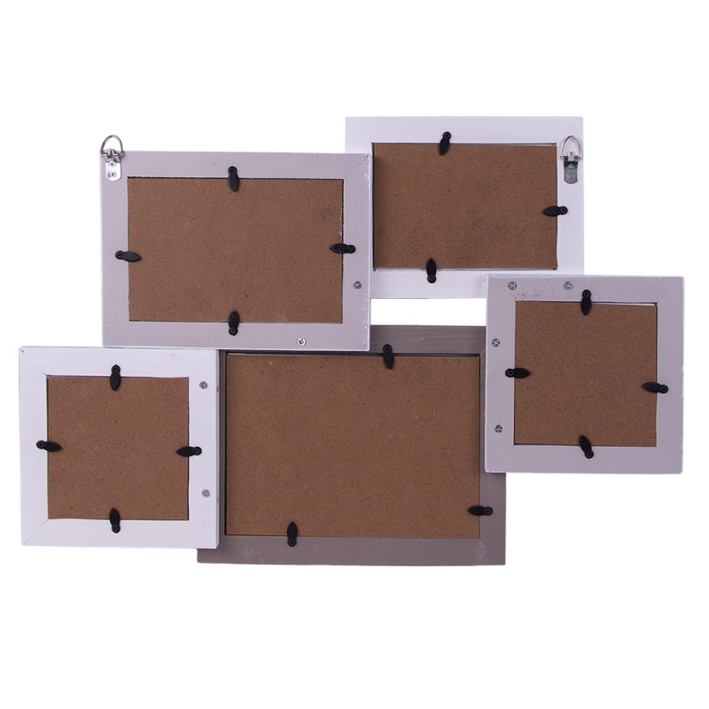 Clayre & Eef Bilderrahmen 18x13 cm Grau Weiß Holz