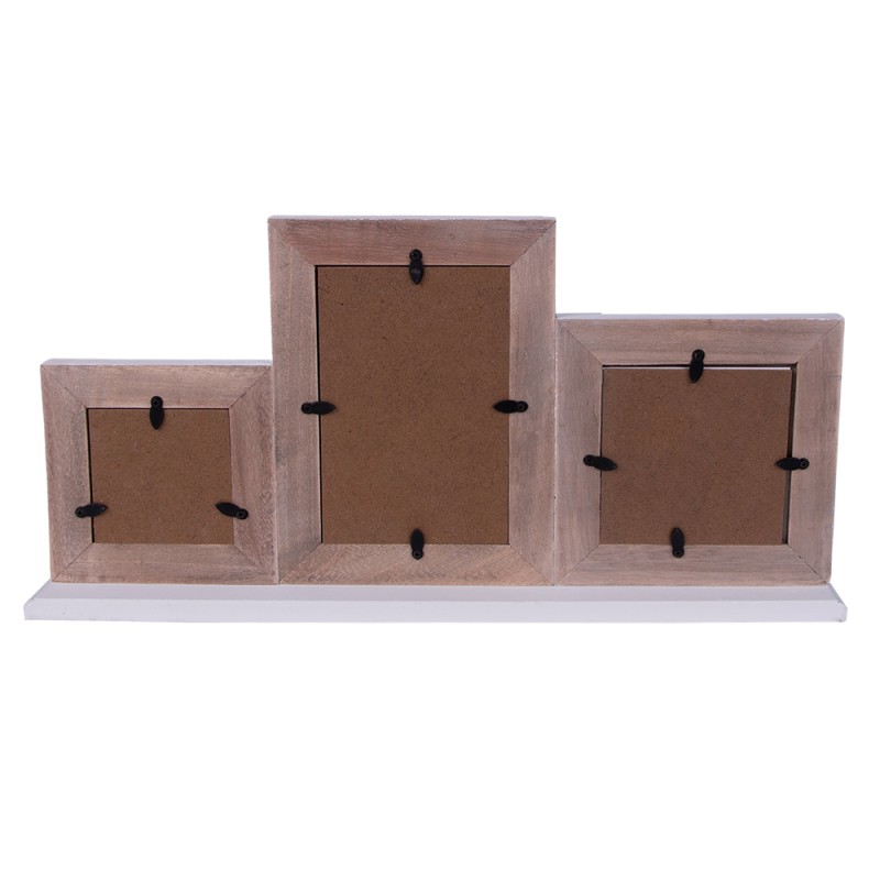 Clayre & Eef Bilderrahmen 10x15 cm Braun Weiß Holz Rechteck