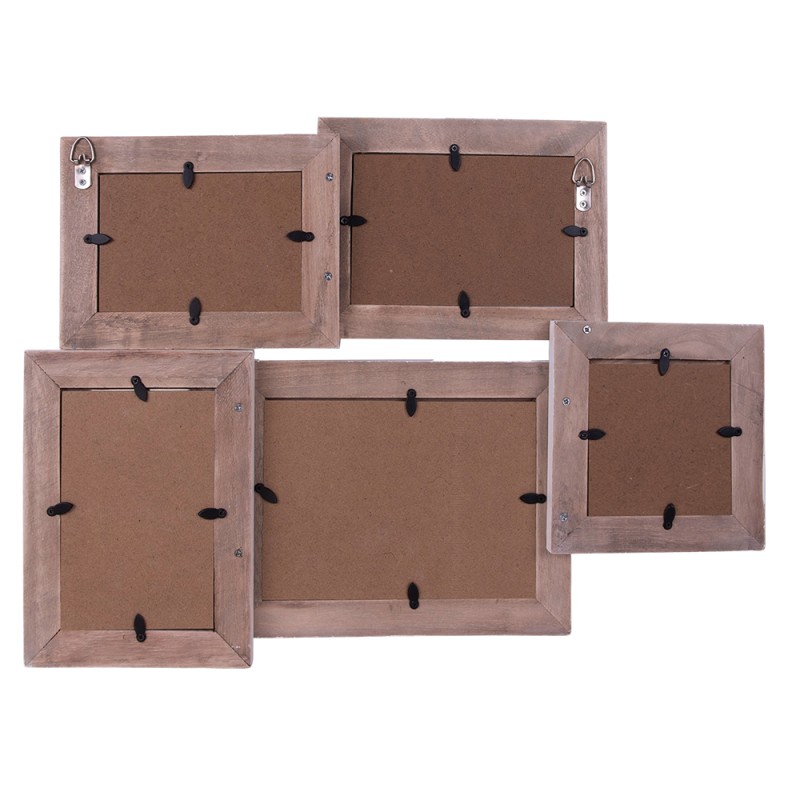 Clayre & Eef Bilderrahmen 15x10 cm Braun Weiß Holz