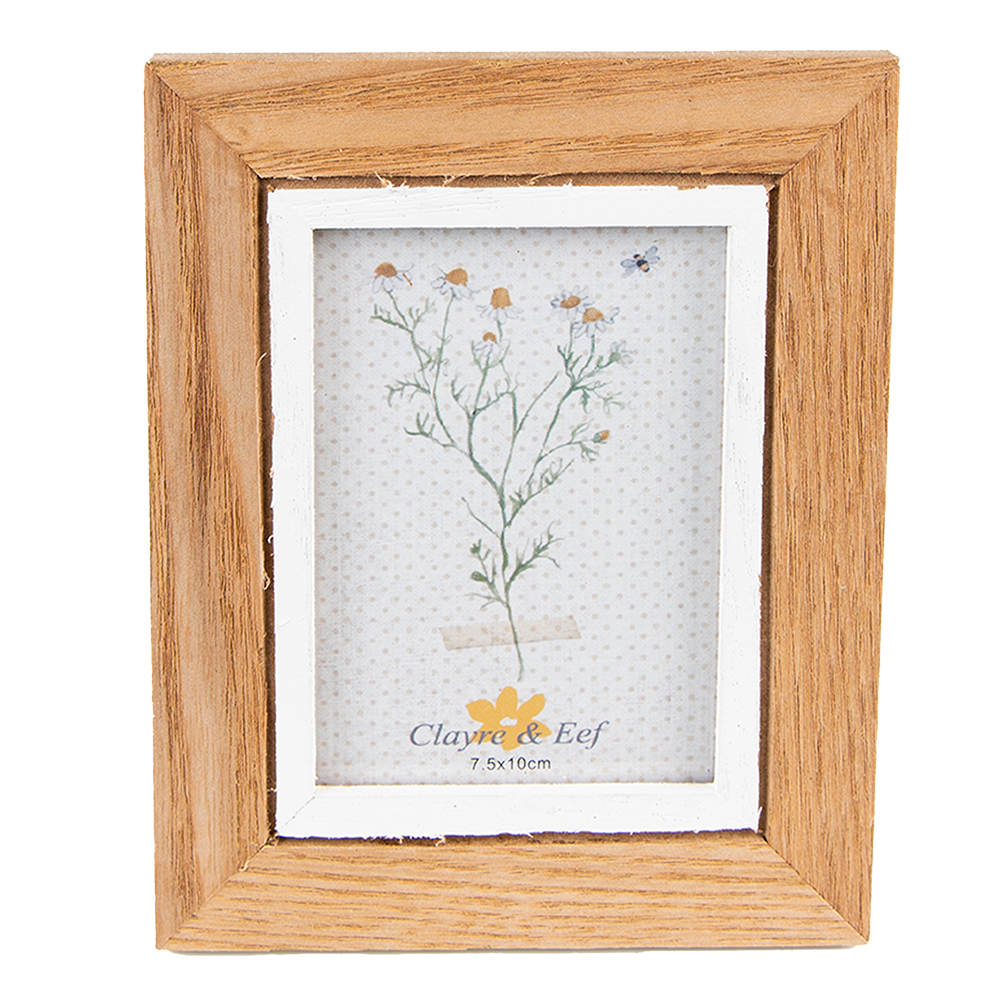 Clayre&Eef Fotolijst 7x10 cm Bruin Wit MDF afbeelding