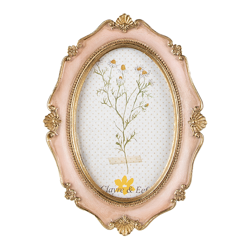 Clayre & Eef Fotolijst 10x15 cm Roze Polyresin afbeelding