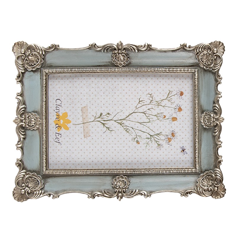 Clayre & Eef Cornice per foto 10x15 cm Blu Plastica Vetro