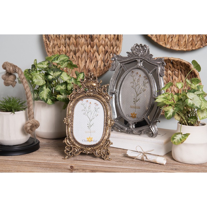 Clayre & Eef Photo Frame 13x18 cm Silver colored Plastic Glass