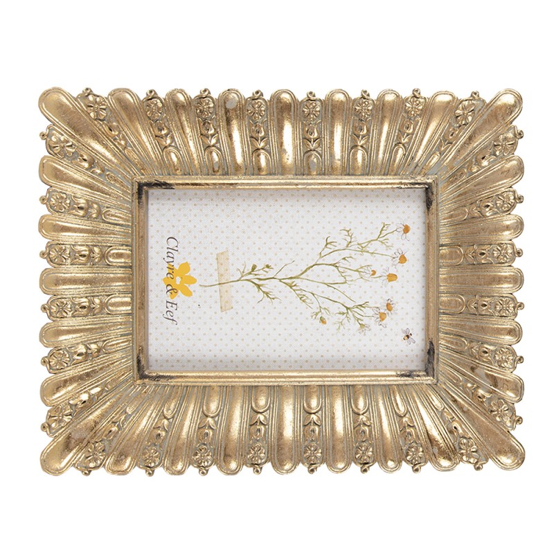 Clayre & Eef Photo Frame 10x15 cm Gold colored Plastic Glass