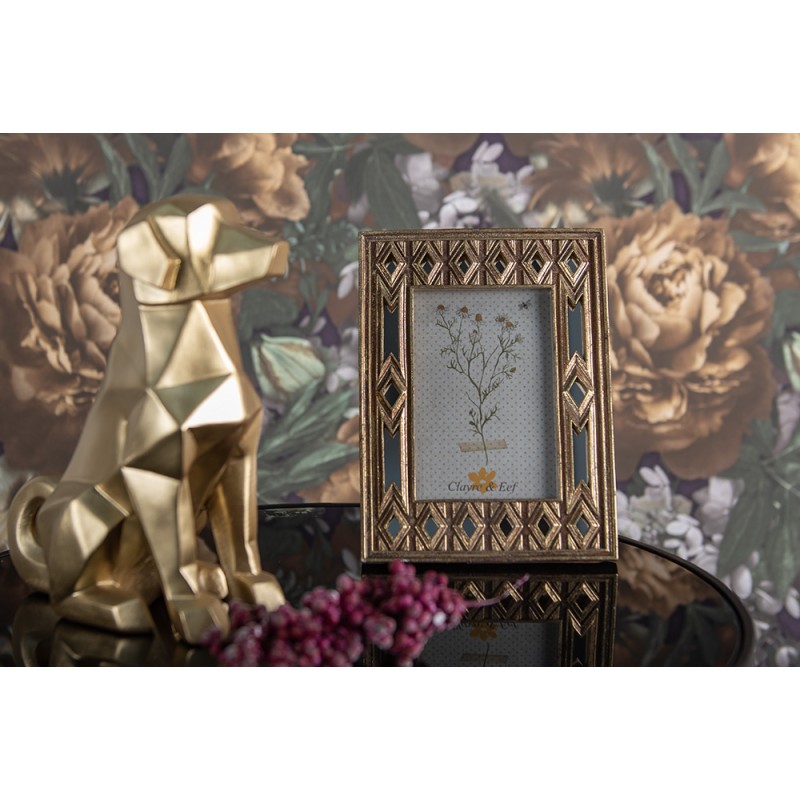 Clayre & Eef Photo Frame 10x15 cm Gold colored Plastic Glass
