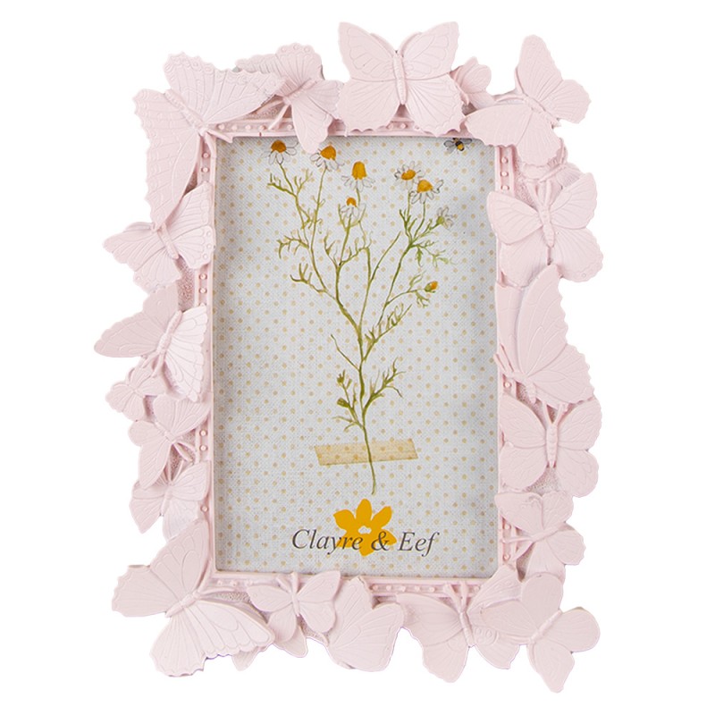 Clayre & Eef Photo Frame 10x15 cm Pink Plastic Glass