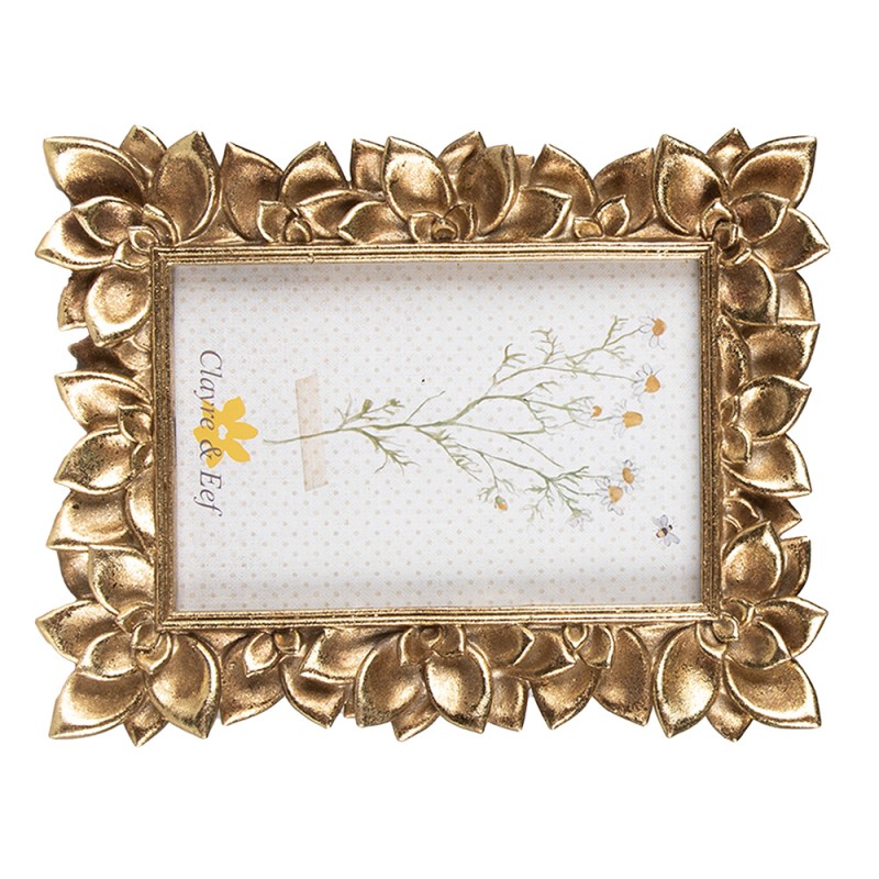 Clayre & Eef Cornice per foto 10x15 cm Color oro Plastica Fiori