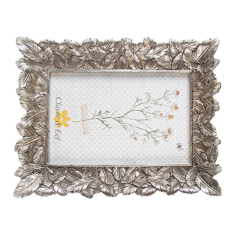 Clayre & Eef Cornice per foto 10x15 cm Color argento Plastica Piccole foglie