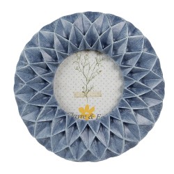 Clayre & Eef Fotolijst  8x8 cm Blauw Kunststof Rond