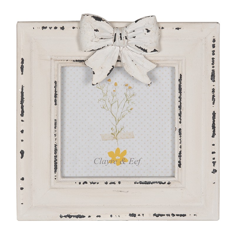 Clayre & Eef Fotolijst  10x10 cm Wit Houtproduct