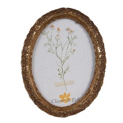 Clayre & Eef Photo Frame 13x18 cm Gold colored Plastic Glass Oval
