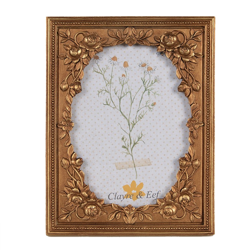 Clayre & Eef Cadre photo 10x15 cm Couleur or Plastique Verre Rectangle
