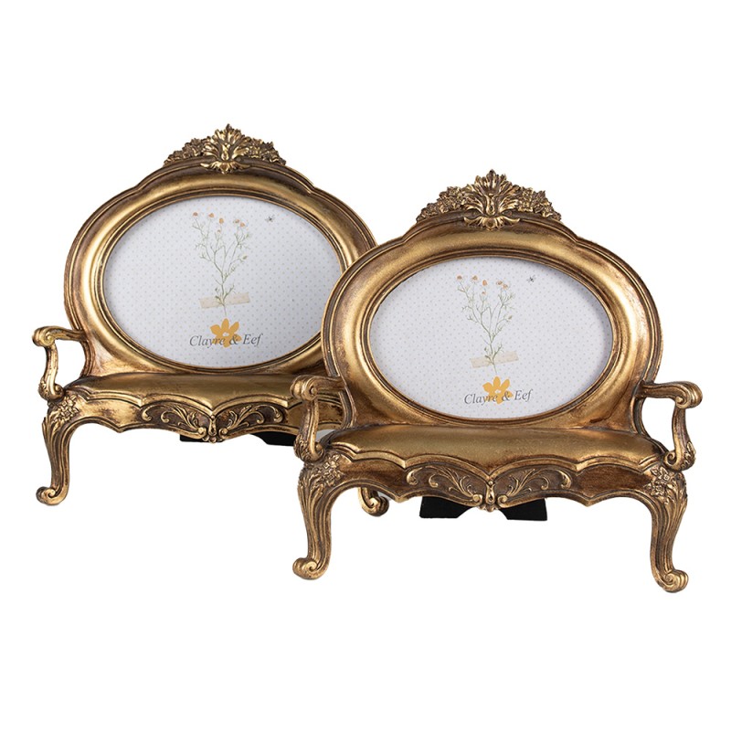 Clayre & Eef Cornice per foto 13x18 cm Color oro Plastica Vetro