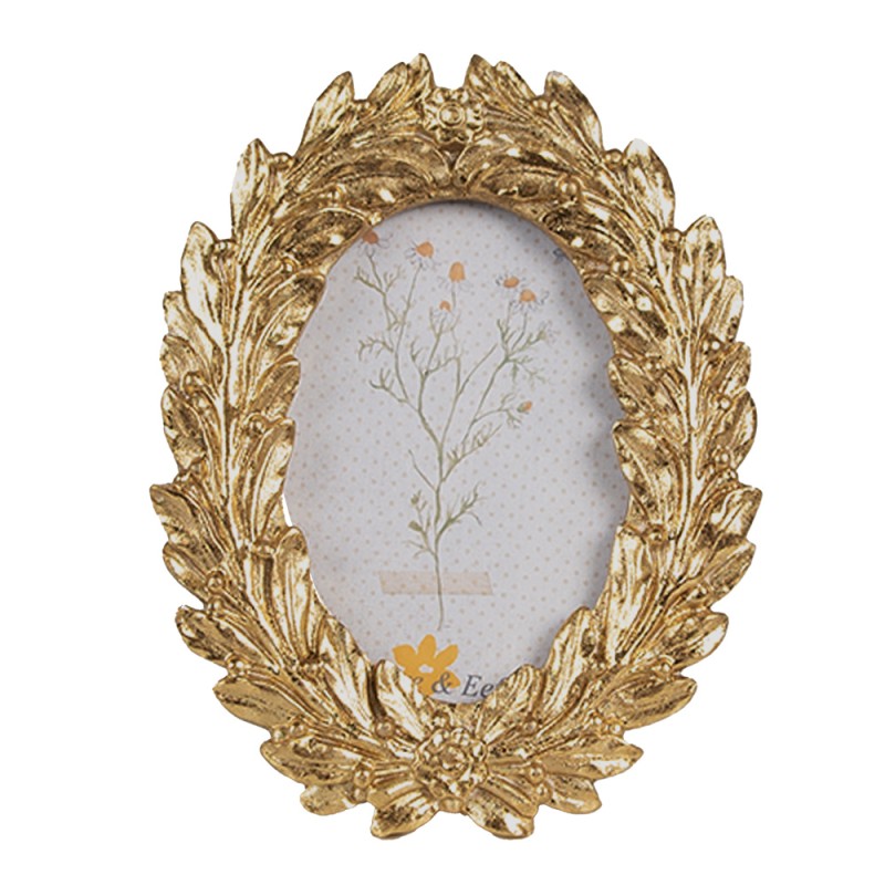 Clayre & Eef Photo Frame 7x9 cm Gold colored Polyresin Oval