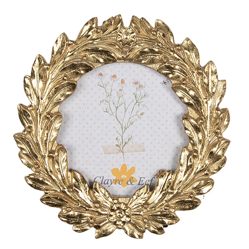 Clayre & Eef Bilderrahmen Ø 8 cm Goldfarbig Polyresin Rund