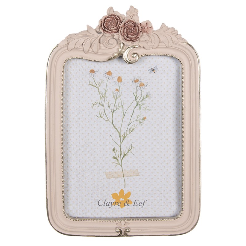 Clayre & Eef Photo Frame 13x18 cm Pink Plastic Glass Rectangle