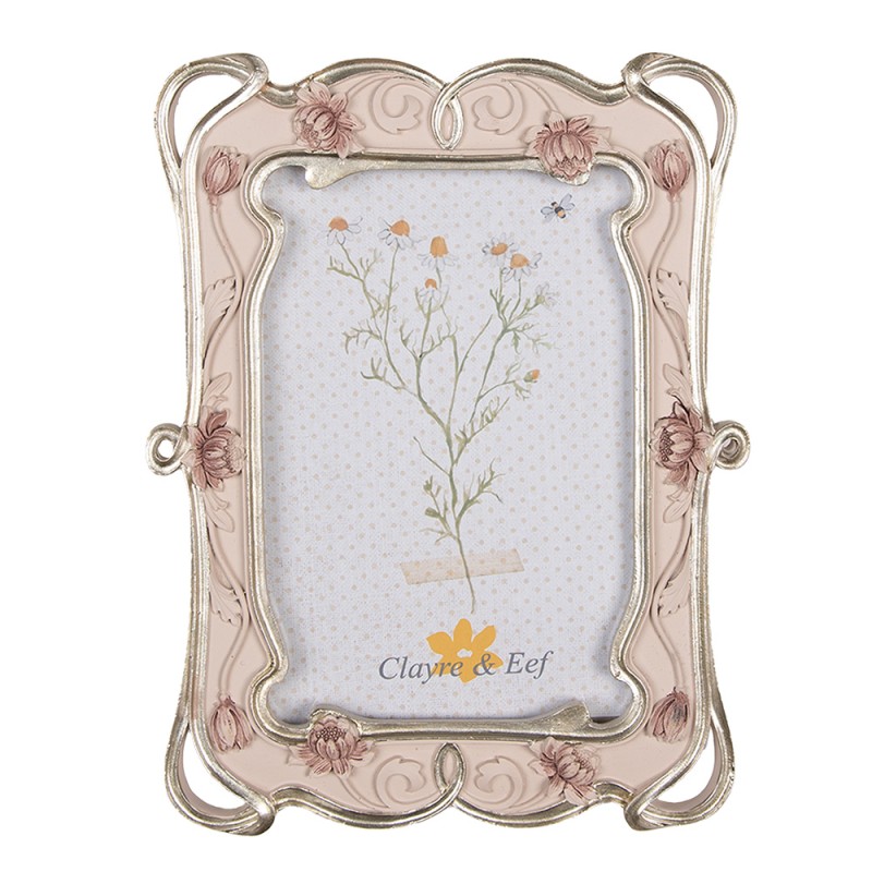 Clayre & Eef Cadre photo 10x15 cm Rose Plastique Verre Rectangle