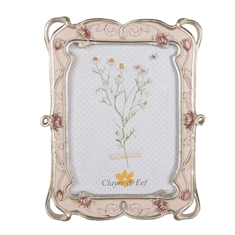 Clayre & Eef Photo Frame 13x18 cm Pink Plastic Glass Rectangle