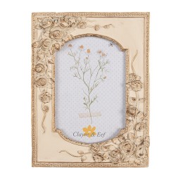 Clayre & Eef Bilderrahmen 10x15 cm Beige Goldfarbig Kunststoff Rechteck