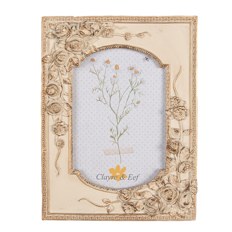 Clayre & Eef Photo Frame 10x15 cm Beige Gold colored Plastic Rectangle