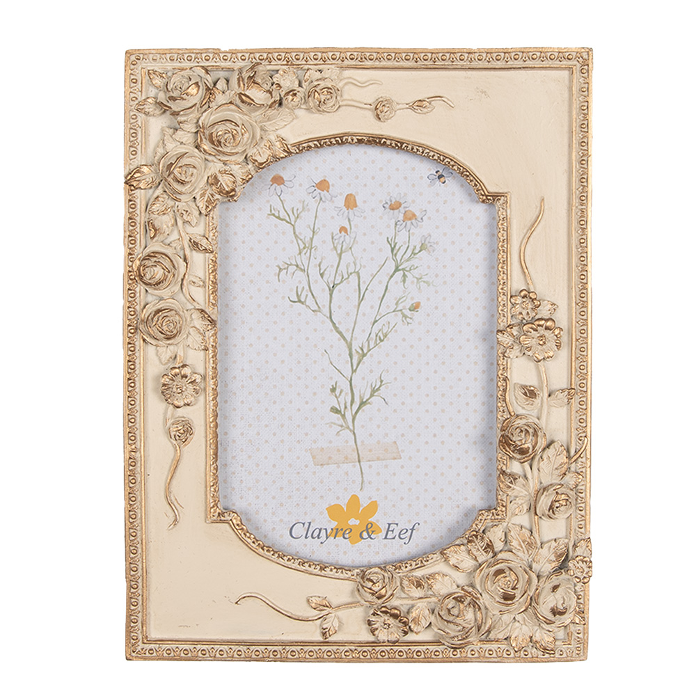 Clayre & Eef Fotolijst 10x15 cm Beige Goudkleurig Kunststof afbeelding 1
