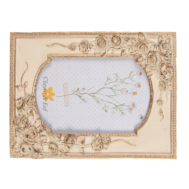 Clayre & Eef Photo Frame 10x15 cm Beige Gold colored Plastic Rectangle