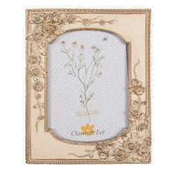 Clayre & Eef Bilderrahmen 13x18 cm Beige Goldfarbig Kunststoff Glas Rechteck
