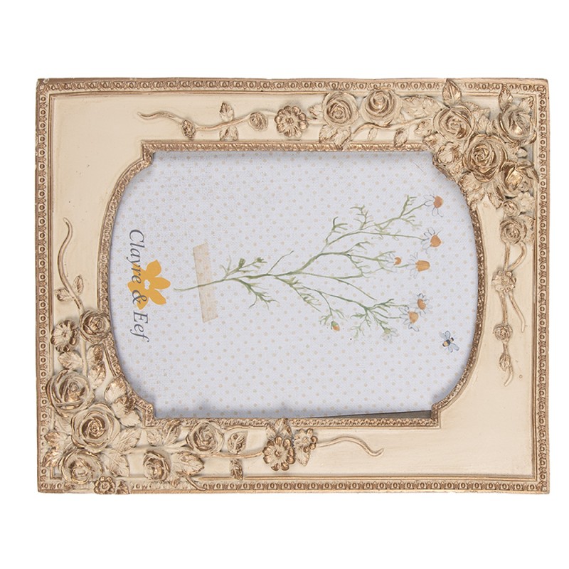 Clayre & Eef Bilderrahmen 13x18 cm Beige Goldfarbig Kunststoff Glas Rechteck