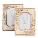 Clayre & Eef Bilderrahmen 13x18 cm Beige Goldfarbig Kunststoff Glas Rechteck