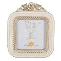 Clayre & Eef Bilderrahmen 9x9 cm Weiß Goldfarbig Kunststoff Glas Quadrat
