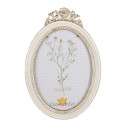 Clayre & Eef Bilderrahmen 13x18 cm Weiß Goldfarbig Kunststoff Glas Oval